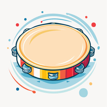 Illustration of a Tambourine with Colorful Jingle Bells