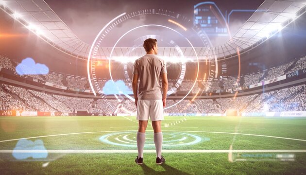 High-Tech Sports Management and Strategy Concept with Virtual Interface.