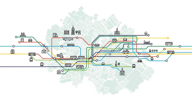 Detailed schematic diagram of a complex railway network system.