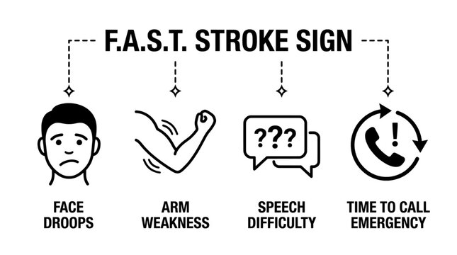Fast stroke sign: face droops arm weakness speech difficulty