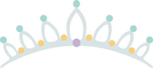 Silver tiara with mint and gold jewels illustration © KEI KATA