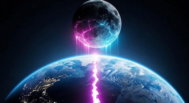 Abstract illustration of earth and moon elements