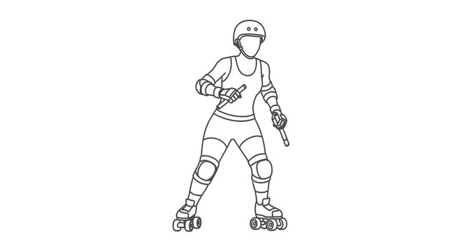 Roller derby vector athlete in protective gear skating