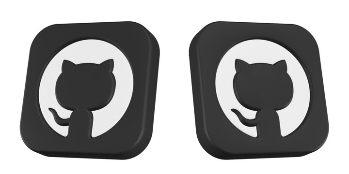 3d github logo button ison symbol
