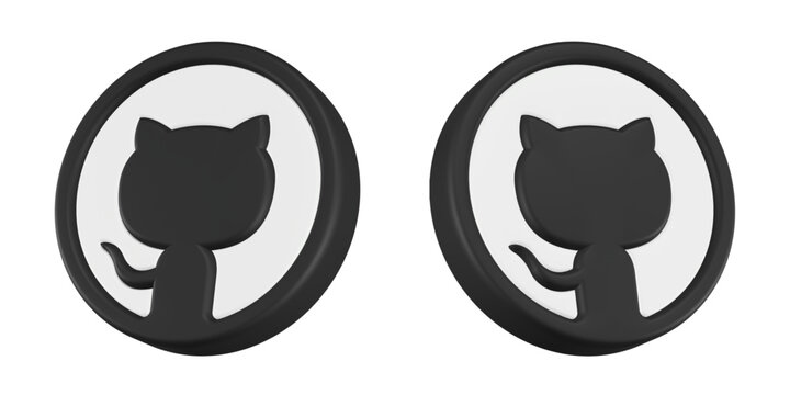 3d github logo button ison symbol