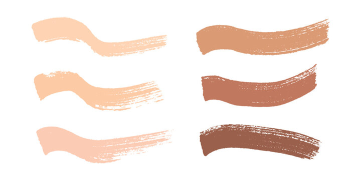 Set of brush paint stroke texture swatch Hand painted background Skin tones palette
