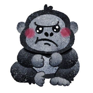 かわいいゴリラの手描きイラスト素材