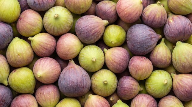 Assortment of ripe figs in various shades of green, purple, and pink, displaying their unique textures and natural sweetness for healthy eating and gourmet food themes