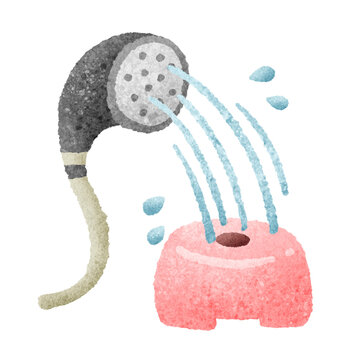 かわいいシャワーの手描きイラスト素材