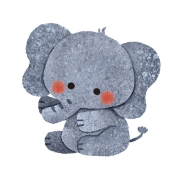 かわいいゾウの手描きイラスト素材