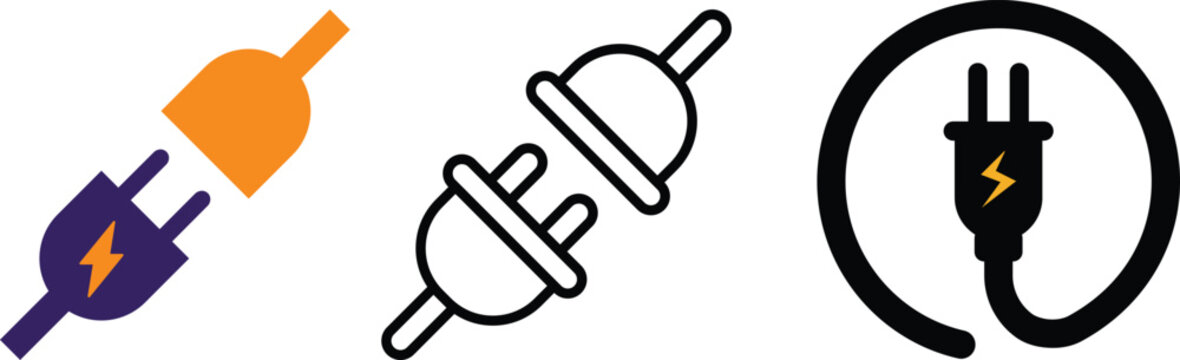 Electrical Socket with Plug. The concept of connection and disconnection. Connection concept. Electrical plug and socket disconnected. cable power outage. Power socket disconnect simple linear style.