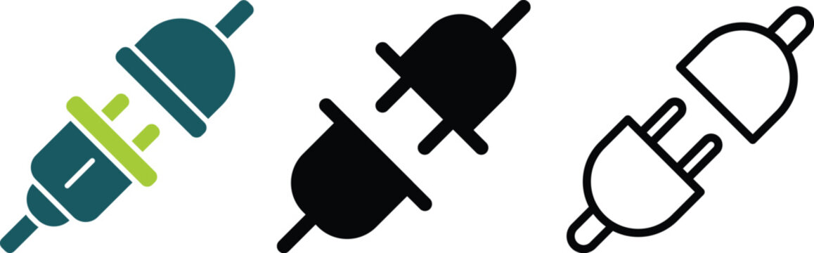 Electrical Socket with Plug. The concept of connection and disconnection. Connection concept. Electrical plug and socket disconnected. cable power outage. Power socket disconnect simple linear style.