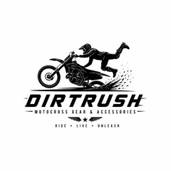 Obraz premium Extreme Motocross Racing Logo with Dirt Bike Rider Vector Emblem Design