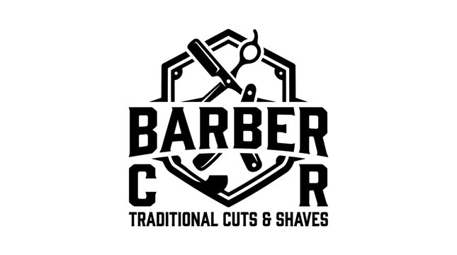 Barber shop logo with scissors.