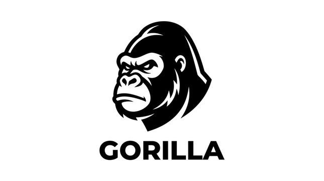 Black gorilla head logo profile.