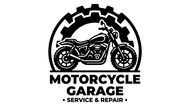 Motorcycle Service Repair Garage Logo Design.