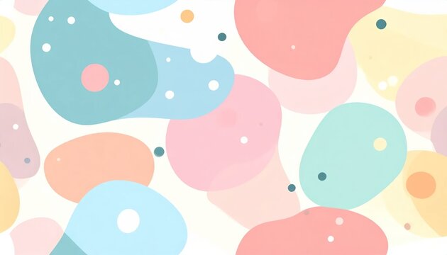 Soft Pastel Abstract Shapes Floating on Minimal White Background
