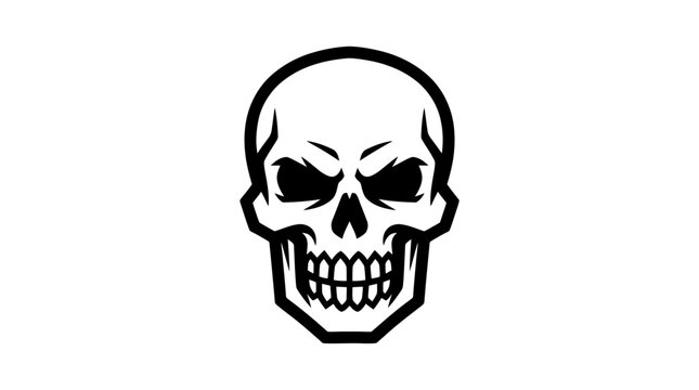 Skull Icon Black and White.