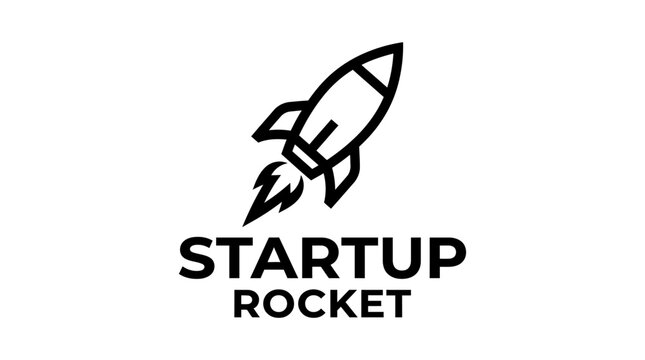 Startup rocket logo with text.