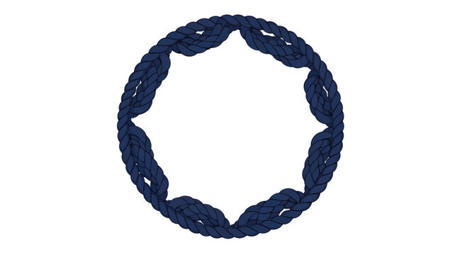 Circular nautical knot rope frame, marine decoration, on white background