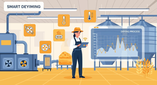Smart Drying Process Industrial Control Room