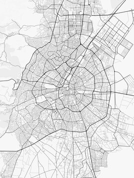 Konya City Map. Minimalist black and white line art poster for printing, wallpaper, wall art, and map resources for home and office decor
