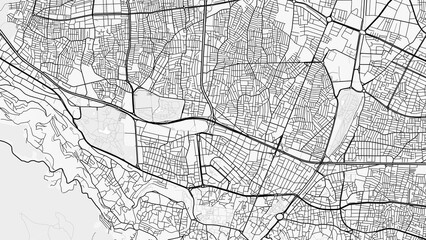 Naklejka premium Bursa City Map. Minimalist black and white line art poster for printing, wallpaper, wall art, and map resources for home and office decor