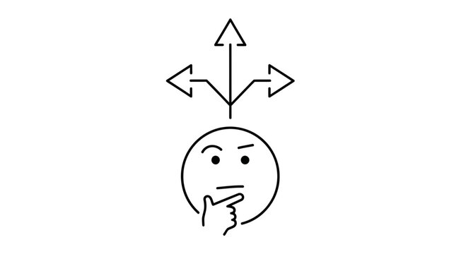 Confused face, thinking emoticon, decision making, directionless