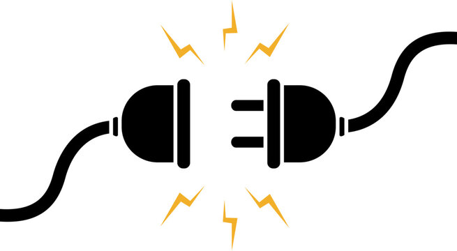 Electrical Socket with Plug. The concept of connection and disconnection. Connection concept. Electrical plug and socket disconnected. cable power outage. Power socket disconnect simple linear style.