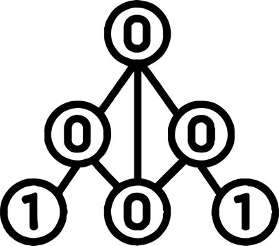 Binary code network diagram with zero and one symbols