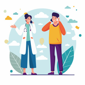 Doctor and Patient Talking on Phones