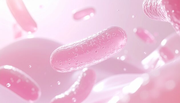 プロバイオティクス由来の美容と健康を描いた幻想的な腸内フローラ背景 ジェネレーティブAI