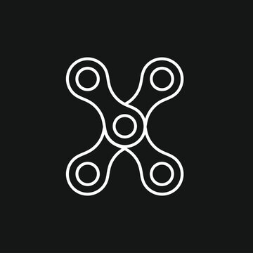 Minimalist Abstract Geometric Icon with Interlocking White Circles on Black Background