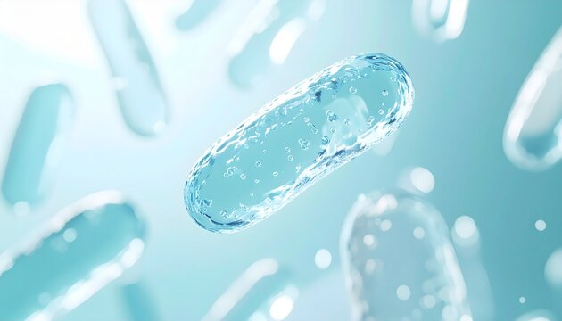 乳酸菌と善玉菌をイメージした透明感のあるプロバイオティクス背景 ジェネレーティブAI