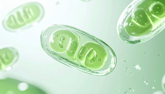 ミトコンドリア由来の生命エネルギーを描いた未来的サイエンス背景 ジェネレーティブAI