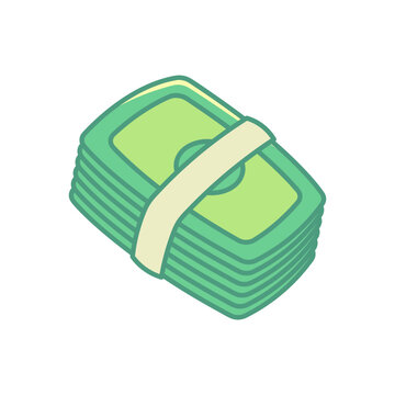 Stack of cash in cute cartoon style. Vector icon for kids projects, games, and financial services