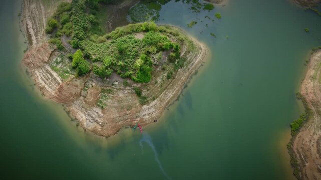 Beautiful Aerial Shot of Kaptai Lake in Rangamati, Bangladesh Nature Scene
