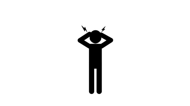 Black animated stick figure suffering from a headache.