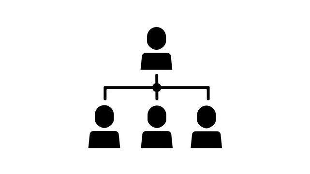 Minimalist corporate hierarchy organization chart icon animation.