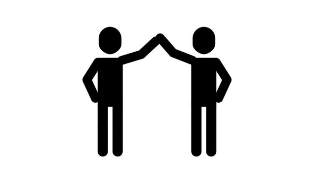 Two animated stick figures performing a high five animation.