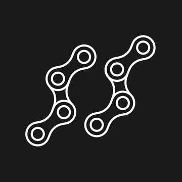 Stylized White Chain Links Vector Icon on Dark Background