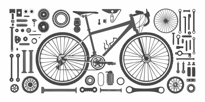 bicycle parts diagram a technical illustration on white background