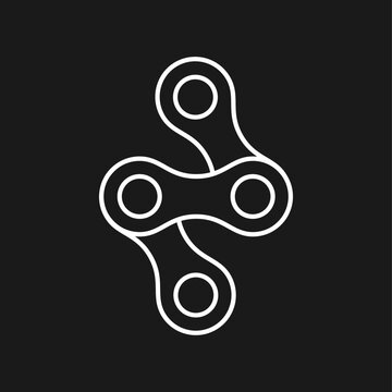 Bicycle Chain Links Vector Icon on Black Background, Minimalist Industrial Symbol