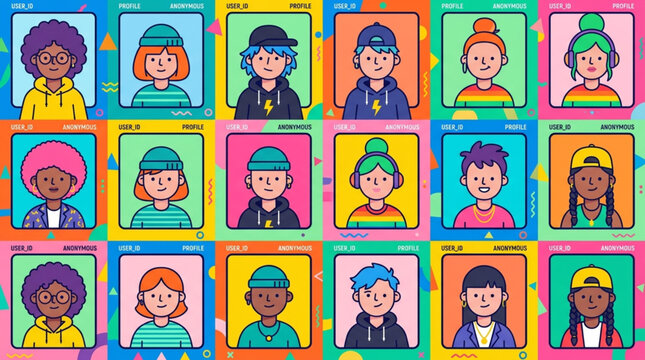 Diverse Cartoon Avatars Collection Digital Art.