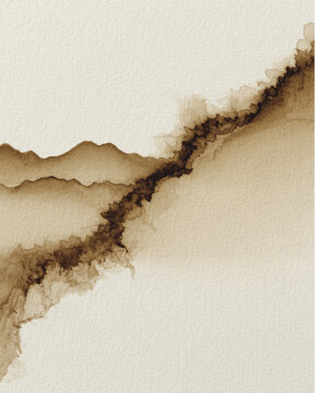 Abstract coffee stain landscape on textured paper (4000 x 5000 px) - 1
