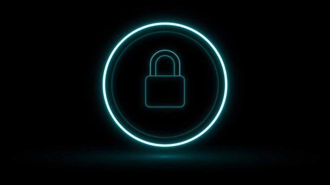 Neon Lock Thin Glow Ring Cyber Security Interface