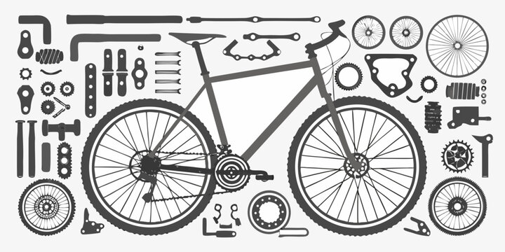bicycle parts diagram a technical illustration style arrangement