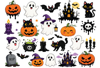 Obraz premium halloween vector set