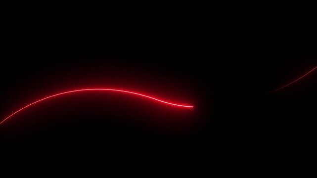 Bright neon line abstract technology. Fast speed Horizontal neon line animation on  a black background