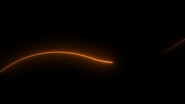 Bright neon line abstract technology. Fast speed Horizontal neon line animation on  a black background